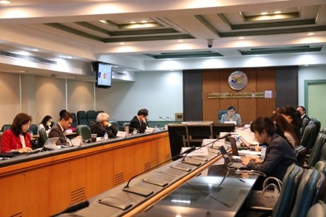 A picture containing indoor, ceiling, table, conference room Description automatically generated